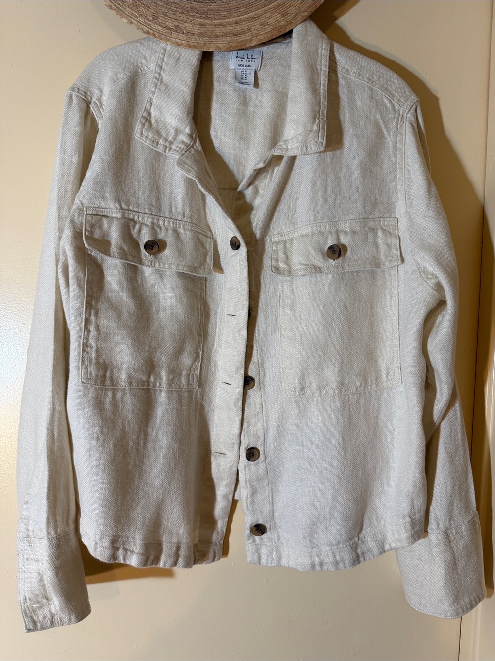 Nicole Miller White Linen Button-Up Jacket – Size XL
